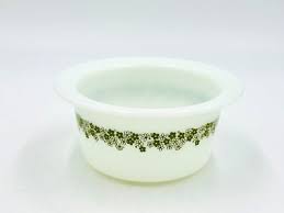 Vintage Pyrex Butter Tub Round Dish Milk Glass Spring Blossom Green #75 No Lid | eBay