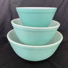 Vintage Turquoise/light Blue Pyrex Bowls X3 401, 402 and 403 ...