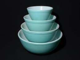 Complete Set Pyrex TURQUOISE Mixing Bowl Vintage Set of 4 ...