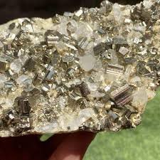 730g Rare Natural Pyrite With Quartz Cluster Specimen ...