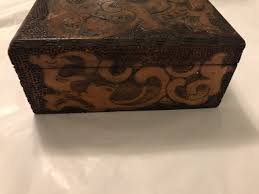 Antique Vintage Pyrography Flemish Art Wood Box Monogrammed | eBay