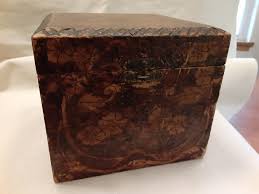 Antique Wood PYROGRAPHY ART COLLARS & CUFFS BOX | eBay