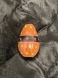 VINTAGE Ukrainian Pysanky Hand Painted Wooden Brown ...