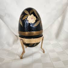 Brass and Enamel Egg Trinket Box With Brass Stand 7" - Etsy