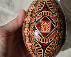 Large Pysanka. Ukrainian Easter Egg. Includes Black Wrought Iron Stand. One of a Kind Egg for Collector or Gift. Made in Michigan USA. - Etsy