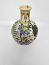 Vintage Persian Pottery Glazed Iznik Qajar Vase with Long Neck 7" | eBay