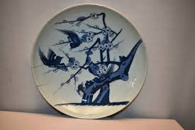 Antique Chinese Plate Qianlong Blue & White Glaze Red Magpie ...