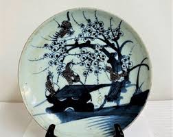 11"d Real Antique of Blue and White Ceramic Plate - Etsy