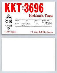 Ham Radio QSL QSO Postcard KKT 3696, Highlands, Texas, USA ...