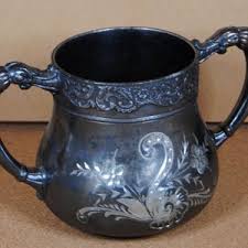 Antique Silverplate Sugar Bowl With Two Handles - Engraved: From George and Gertie Sept 29 1894 - Tarnished Old Silver - Etsy