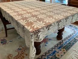 Vintage Crochet Lace Tablecloth Swirl Pattern 72" by 81 ...