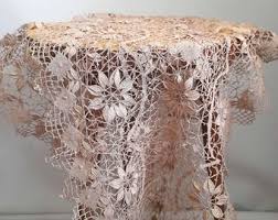 Vintage Bobbin Lace Tablecloth Set: 1950s Floral Home Decor ...