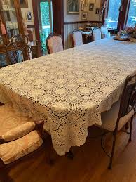 Vintage Crocheted Tablecloth Heirloom 5.5” & 2” Rosettes ...