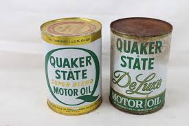 2 Vintage Metal Oil Can Lot Gas Advertising Quaker State Deluxe Super Blend Full | eBay