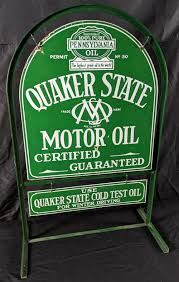 Sold at Auction: RARE 2 PIECE PORCELAIN SIGN QUAKER STATE MOTOR OIL
