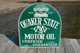 OLD STYLE QUAKER STATE MOTOR OIL & GAS 1-SIDED VINTAGE TYPE STEEL SIGN USA MADE | eBay