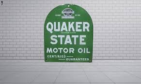 Quaker State Motor Oil Rare Porcelain Enamal Heavy Metal 36 inches Double Side | eBay