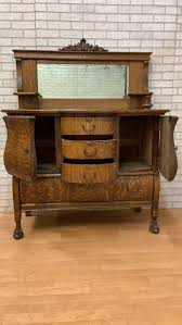 Antique Empire Antique Quarter Sawn Oak Buffet/Sideboard/Bar Cabinet with Mirror For Sale at 1stDibs