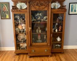 Antique Quarter Sawn Oak Triple Bookcase: Wavy Glass Library Bookshelf - Etsy