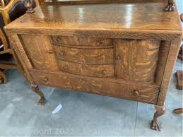 Tiger Oak Sideboard w/claw feet Auction | Shane Albright ...