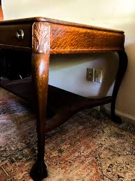 Antique Tiger Oak Library Desk 19th Century With Claw Feet ...