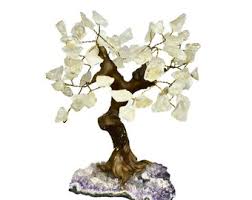 Quartz Bonsai Tree of Life With White Crystal Chips, Whimsical Gemstone Tree W/ Amethyst Base, Housewarming Gift, Wedding Gift for Her - Etsy