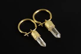 Gold Plated Lemurian Quartz Hoop Earrings: Australian ...