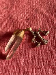RARE AMULET Gold 8k Quartz Pendant: with special Silver ...