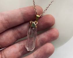 Raw Clear Quartz White Crystal Pendant Necklace With Gold on ...