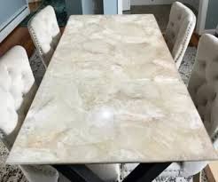 Elegant White Quartz Dining Table Top Modern Home & Kitchen ...