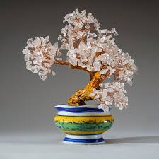 Genuine Quartz Bonsai Tree in Round Ceramic Pot (8.5” Tall ...