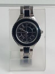 Avon Men's QUARTZ WATCH Chic Enamel Bracelet Watch Silver & Black | eBay