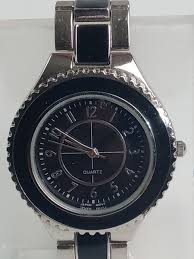 Avon Men's QUARTZ WATCH Chic Enamel Bracelet Watch Silver & Black | eBay