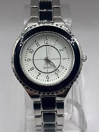 Catherines Women's Quartz Watch Silver & Black 36mm Case w/ Box- New Battery | eBay