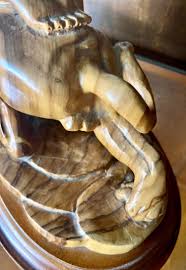 Vintage Authentic Samson Slaying The Lion Olive Wood Statue ...