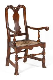 Sold at Auction: BENCH-MADE QUEEN ANNE-STYLE ARMCHAIR In tiger maple, with rush seat and Spanish feet. Back height 43". Seat height 18".