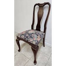 1980s Ethan Allen Georgian Court Queen Anne Dining Room Side Chair Solid Cherry | Chairish