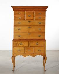 Lot - A Queen Anne maple flat top highboy Connecticut or ...