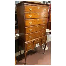 18th Century Queen Anne Highboy with Engraved Brasses. For Sale at Ruby Lane