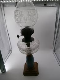 Antique Victorian Glass Kerosene Oil Lamp Turquois color ...