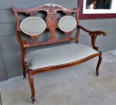 Antique Settee Bench French Country Victorian Carved Wood ...