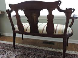 Antique Carved Settee with Inlaid Wood and Abalone ...
