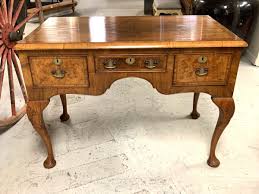 Antique English Burl Walnut Queen Anne Style Writing Desk | eBay