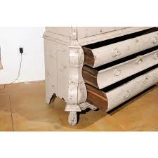 Dutch 1850s Rococo Revival Painted Cabinet with Glass Doors and Bombé Chest | Chairish