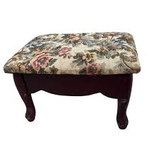 Vintage Floral Upholstered Footstool Ottoman with Storage ...