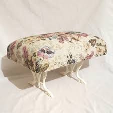 16 X 12" White Cast Iron Metal Ornate Leg Footed Footstool ...