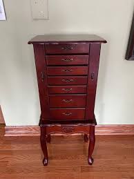 Vtg X-large Selfstanded Jewelry Armoire Flip Open Top With Mirror Rings Holder 6 Drawers Two Sided Necklace Hooks Green Lining Jewelry Box - Etsy