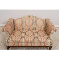 Southwood Damask Upholstered Chippendale Loveseat | Chairish
