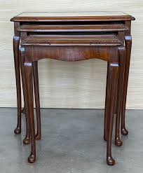 Mahogany Nesting Tables with Glass Top, 1920s, Set of 3 ...