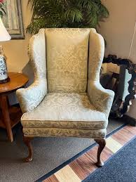 46" H x 34" Wx 32" D Damask Queen Anne Wing Chair – Hertel ...